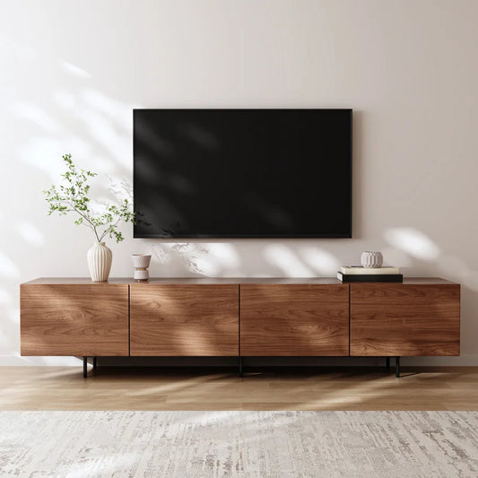 Modern 4-Door TV Stand Storage Credenza