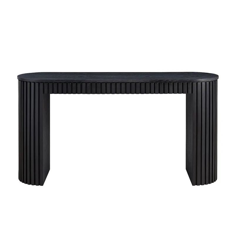 Tambour Console Table With Oval Tabletop For Living Room Hallway Foyer Entrance Study