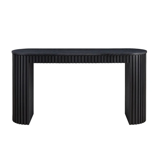 Tambour Console Table With Oval Tabletop For Living Room Hallway Foyer Entrance Study