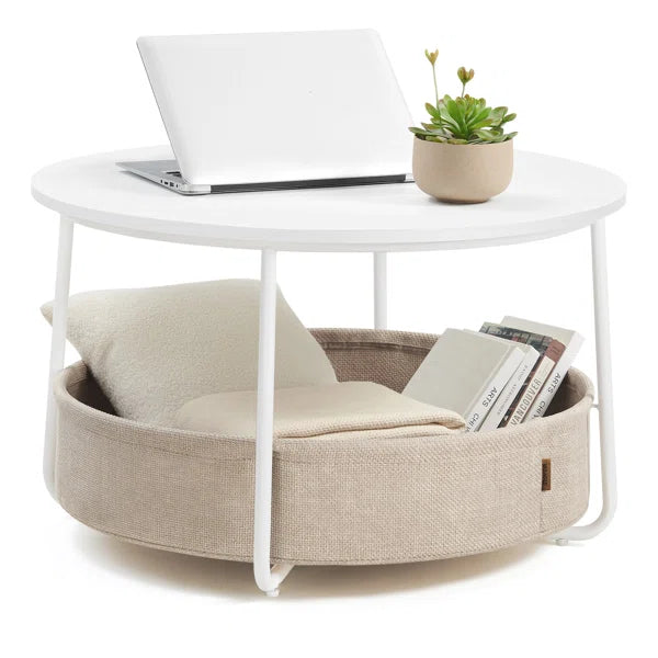 Round Centre Table With Fabric Basket