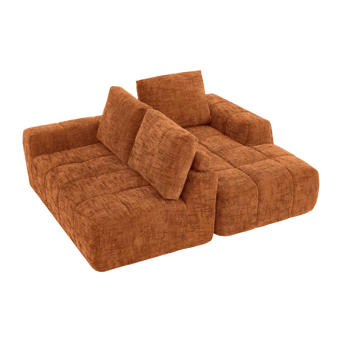 Spacious Orange Sectionals Sofa, Premium Chenille, Modern Style For Living Room