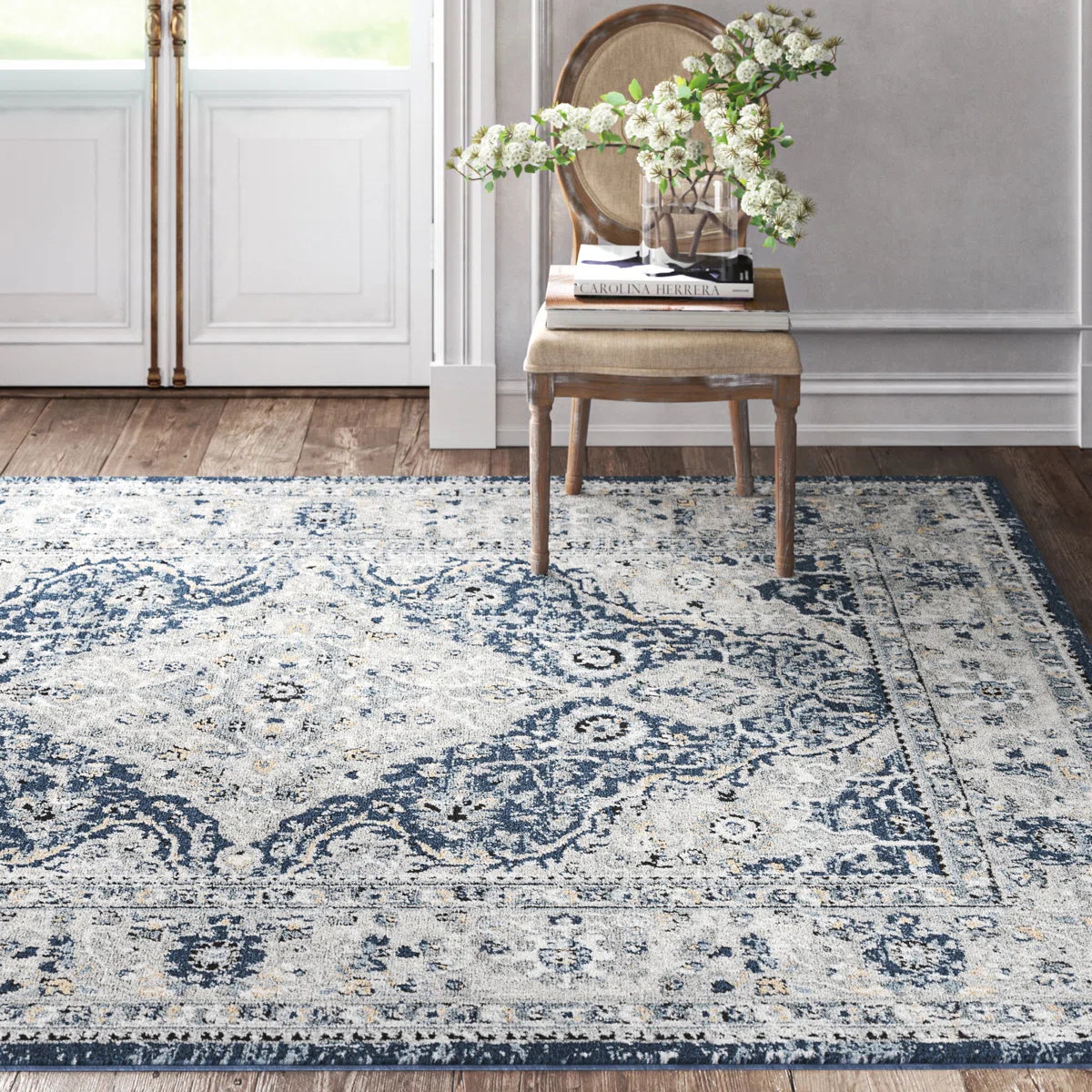 Timothee Oriental Navy Area Rug