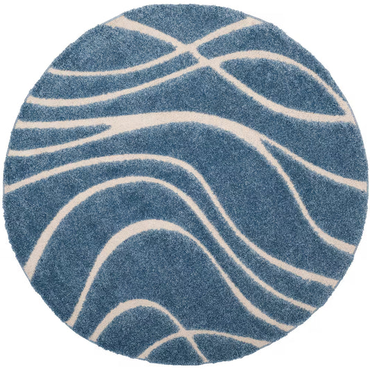 Safavieh Light Blue Cream - Florida Shag 8 x 8 Round