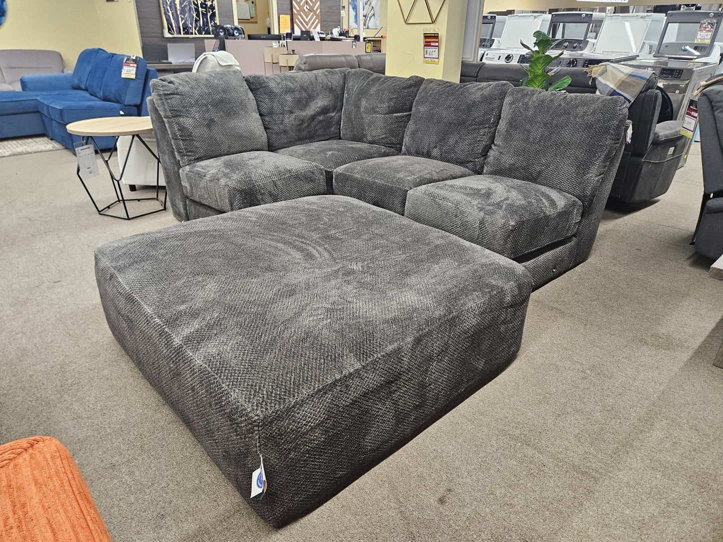 Sectional - 3 pcs & Oversized Ottoman Smoke